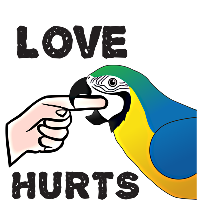 Love Hurts Blue And Gold Macaw Parrot Gift Sustainable Beanie