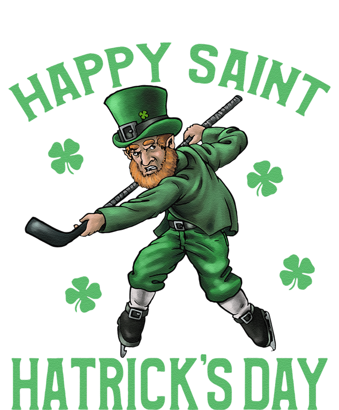 Happy Saint Hatricks Day St Patrick's Day Hockey Leprechaun Funny Striped Beanie with Solid Band