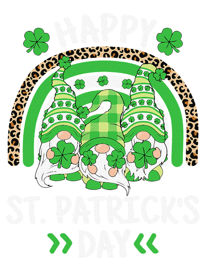 Happy St Patricks Day Leopard Rainbow Irish Gnomes Shamrock V-Neck T-Shirt