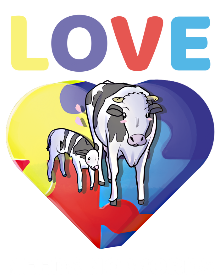 Love Needs No Words Autism Awareness Cow Mom Farmer Gift T-Shirt