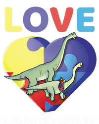 Love Needs No Words Autism Awareness Dinosaur Brontosaurus Funny Gift Women's Flannel Pajama Set