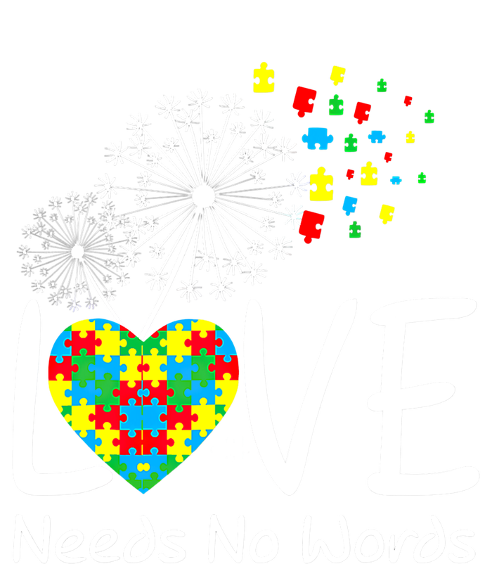 Love Needs No Words Autism Awareness Heart Puzzle Dandelion Gift Premium Hoodie