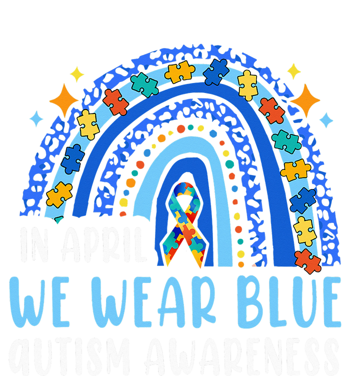 Autism Rainbow In April We Wear Blue Autism Awareness V-Neck T-Shirt