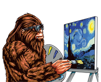 Starry Night Bigfoot Painting Funny Sasquatch Graphic Art Pajama Set