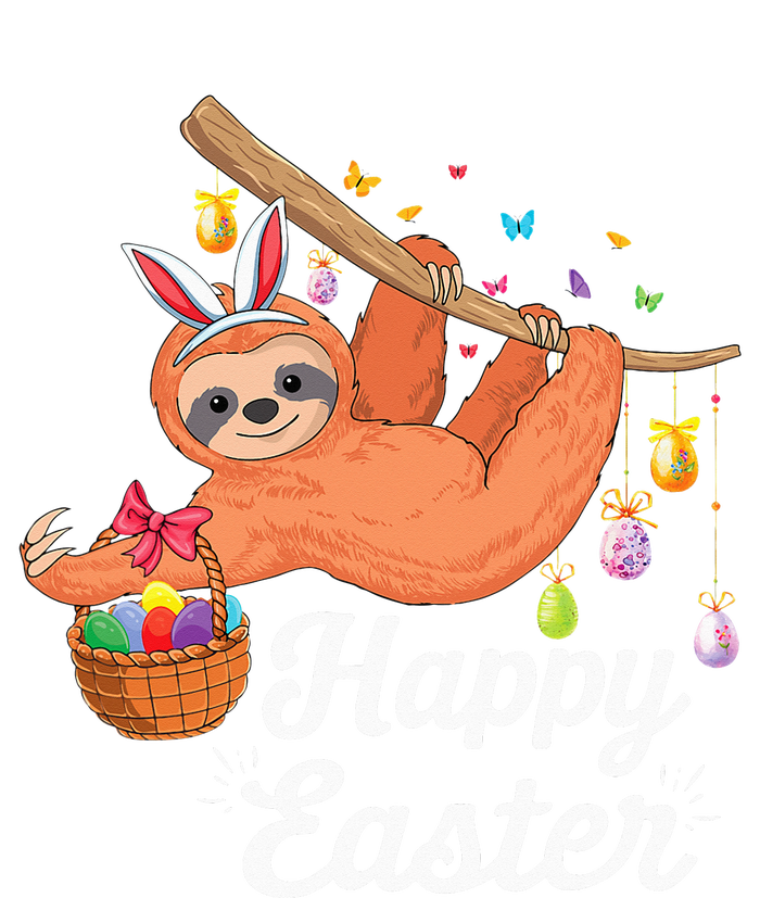 Happy cute sloth with Bunny ears & Egg Hunting Easter sloth V-Neck T-Shirt