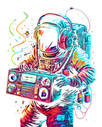 Funky Boombox Astronaut In Space Graphic And Teens Gift V-Neck T-Shirt