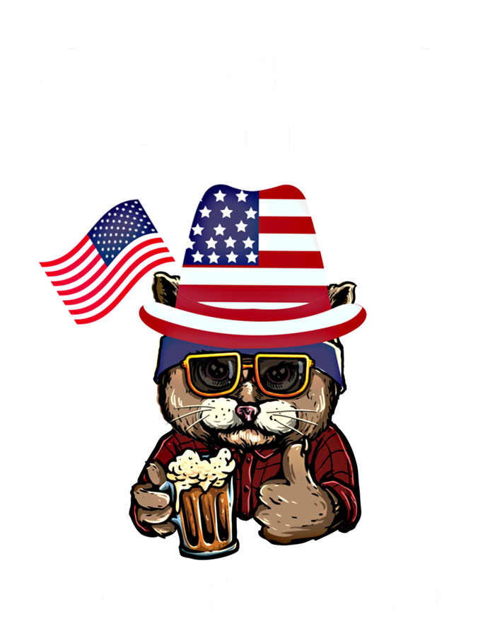 Funny July 4th Happy Birthday America Cat Let's Beer Gift Kids Hoodie