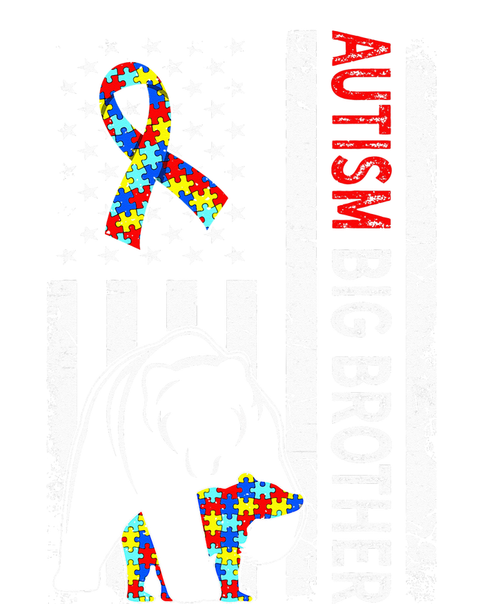 Distressed American Flag Autism Big Brother Bear Awareness  T-Shirt