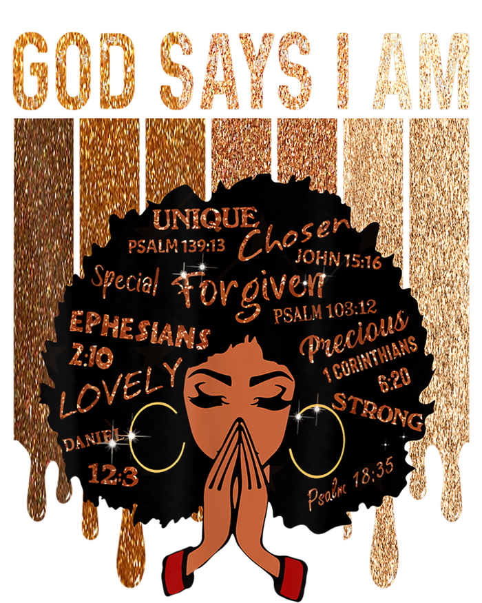 Black History Month Shirts Womens Black Girl Queen God Says I Am Melanin T-Shirt