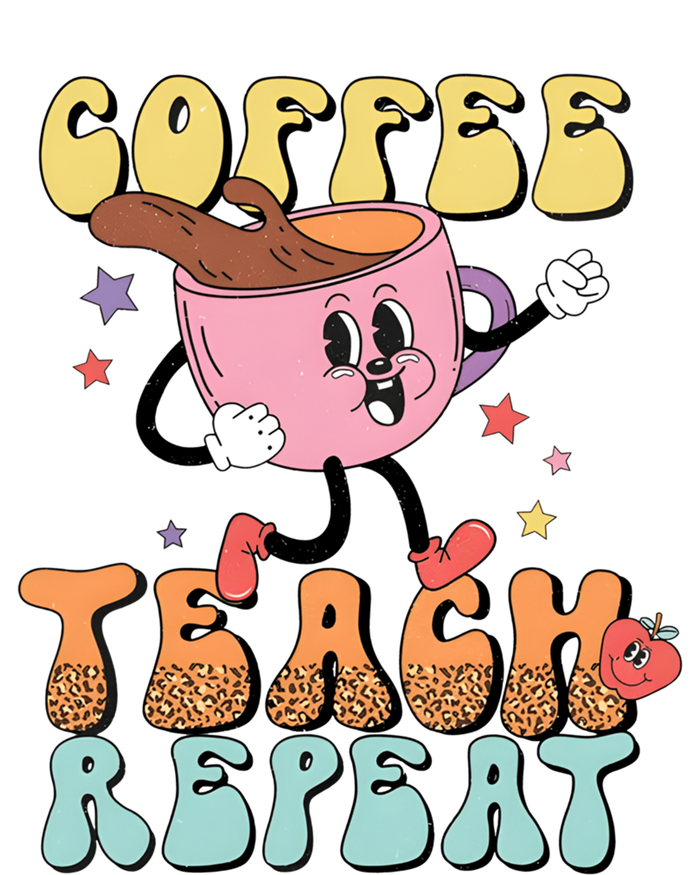 Coffee Teach Repeat Cute Groovy Teacher Retro Leopard Boho Great Gift Long Sleeve Shirt