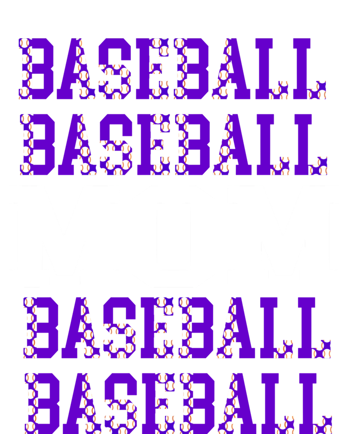 Baseball Mom Repeating Purple White Sports Mom Gift Kids Long Sleeve Shirt