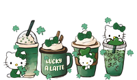 Lucky Latte St Patrick's Day Shamrock Kitty Lucky Latte Hooded Wearable Blanket