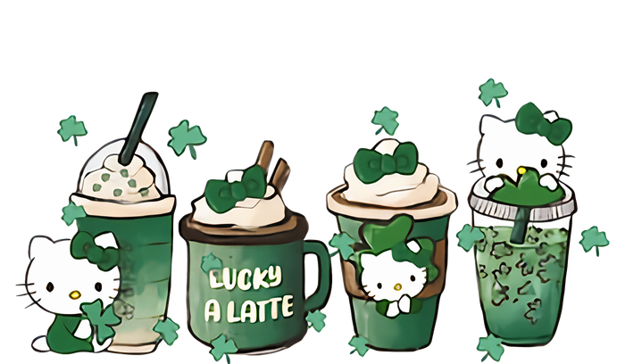 Lucky Latte St Patrick's Day Shamrock Kitty Lucky Latte Hooded Wearable Blanket