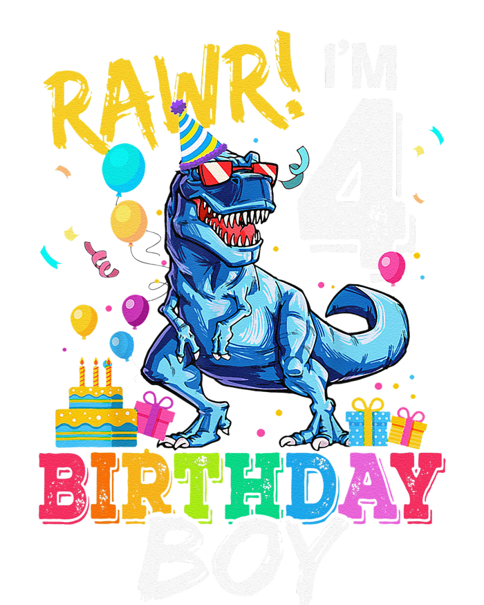 Funny 4 Year Old 4th Birthday T Rex Dinosaur T-Shirt