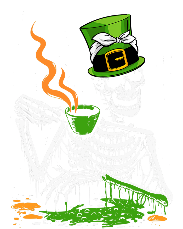 Irish Skeleton Drinking Coffee St Patricks Day Funny Bones T-Shirt