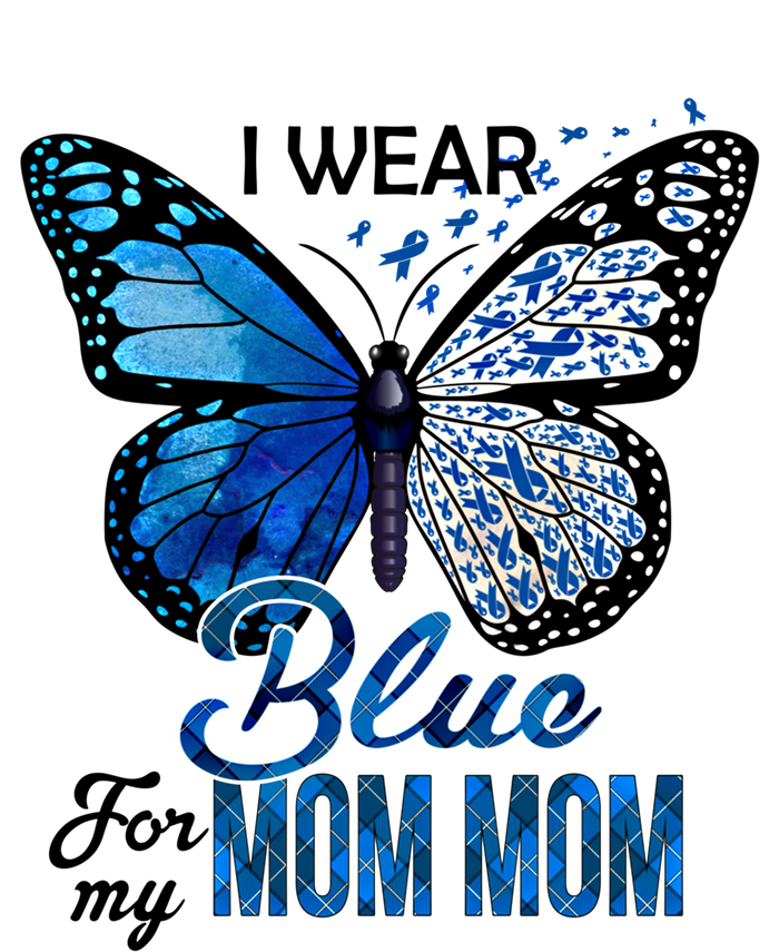 Butterfly I Wear Blue For Mom Mom Colon Cancer Awareness Gift Zip Tote Bag