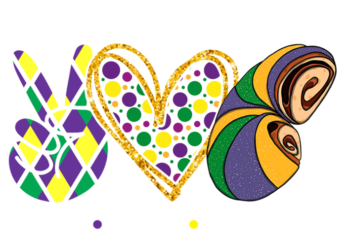 Funny Mardi Gras Festival Peace Love King Cake Party Gift V-Neck T-Shirt