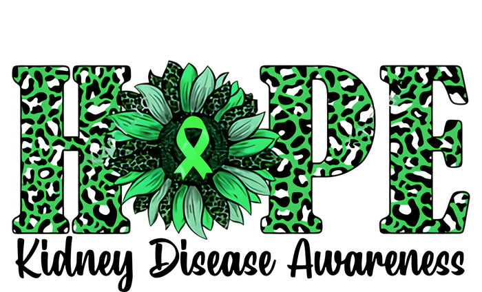 Hope Kidney Disease Awareness Leopard Sunflower Green Ribbons Healthier T-Shirt