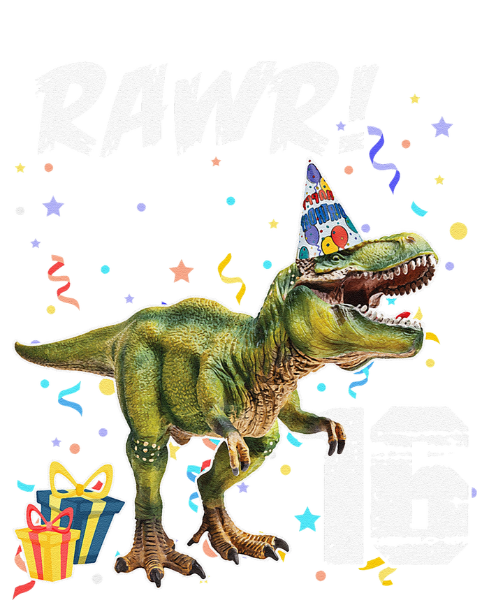 Rawr I'm 16 Birthday T Rex Dinosaur Party Gift For Women's Fleece Hoodie