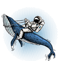 Astronaut Riding Whale In Space Blue Graphic Great Gift T-Shirt