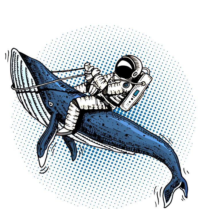 Astronaut Riding Whale In Space Blue Graphic Great Gift T-Shirt