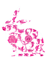 Chinoiserie Bunny Rabbit Vintage Pink And White Floral Print Cute Gift Striped Beanie with Solid Band