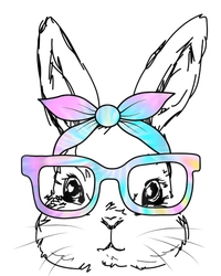 Cute Bunny Rabbit Face Tie Dye Glasses Girl Happy Happy Easter Day Large Microfiber Waffle Golf Towel