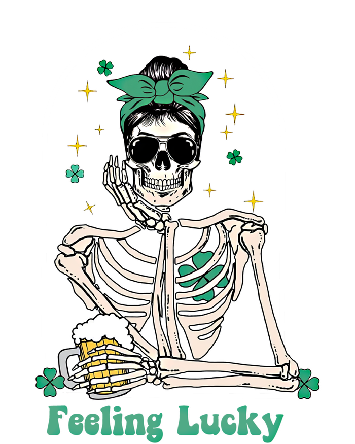 Dead Inside Feeling Lucky Skeleton Shamrocks Patrick's Day Great Gift Ladies Long Sleeve Shirt