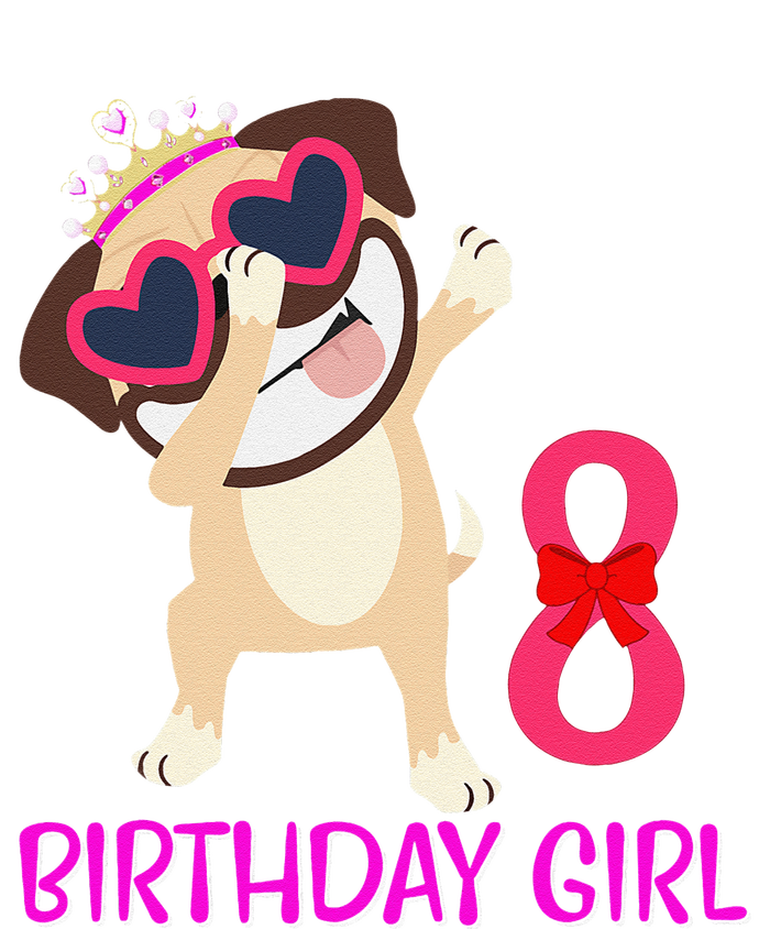 8th Birthday Girl Funny Pug Dog 8 Years Old Birthday T-Shirt