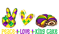 Peace Love King Cake Funny Mardi Gras Festival Party Great Gift Tie-Dye Long Sleeve Shirt