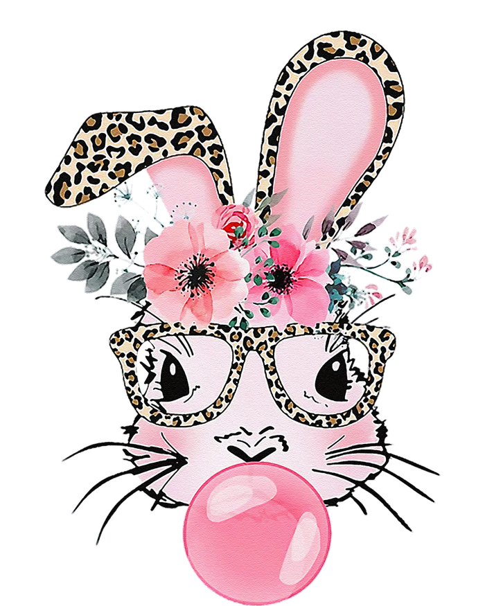 Cute Bunny With Leopard Glasses Bubblegum Easter Day T-Shirt