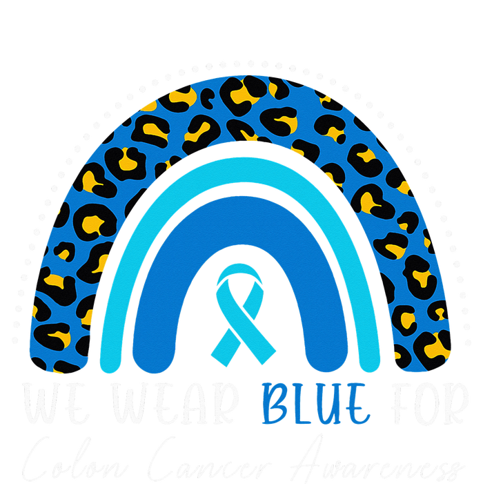 We Wear Blue Colorectal Colon Cancer Leopard Rainbow Print 7-Panel Snapback Hat