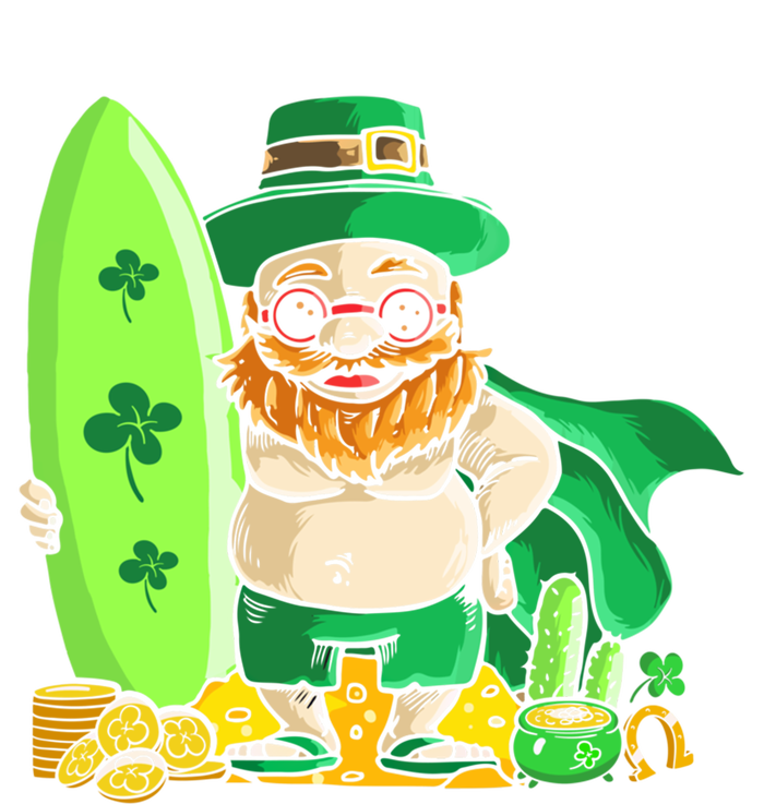 Leprechaun Surfing Hawaiian Summer St Patty's Day Cool Gift T-Shirt