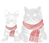 Dog And Cat Wearing Red Scarves Realistic Women’s Perfect Tri Rocker Tank