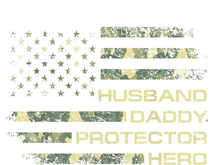  Husband Daddy Protector Hero Fathers Day Camo American Flag Women's V-Neck T-Shirt