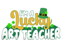 Lucky Shamrock St Patricks Day Im A Lucky Art Teacher Great Gift Striped Beanie with Solid Band