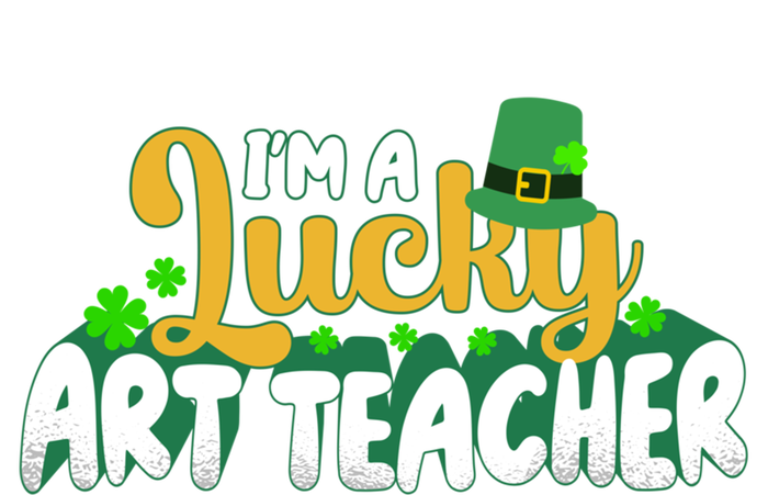 Lucky Shamrock St Patricks Day Im A Lucky Art Teacher Great Gift Striped Beanie with Solid Band