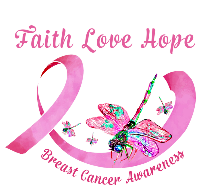 Faith Hope Love Dragonfly Pink Ribbon Breast Cancer Gift Cute Gift Kids Long Sleeve Shirt