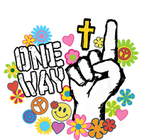 One Way Jesus People Christian Revolution Finger Up Retro Ladies Long Sleeve Shirt