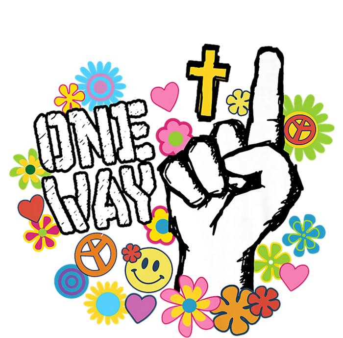 One Way Jesus People Christian Revolution Finger Up Retro Ladies Long Sleeve Shirt