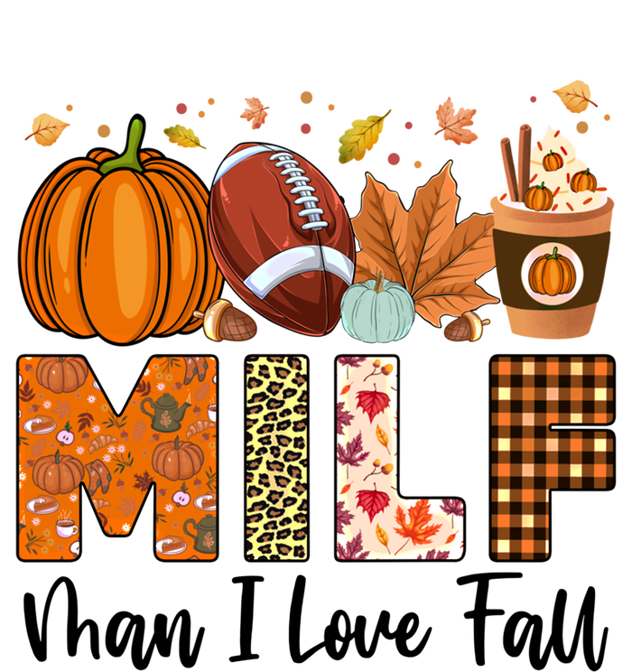 Milf I Love Fall Football Maple Leaf Pumpkin Spice Latte Meaningful Gift Women's Long Sleeve Flannel Pajama Set 