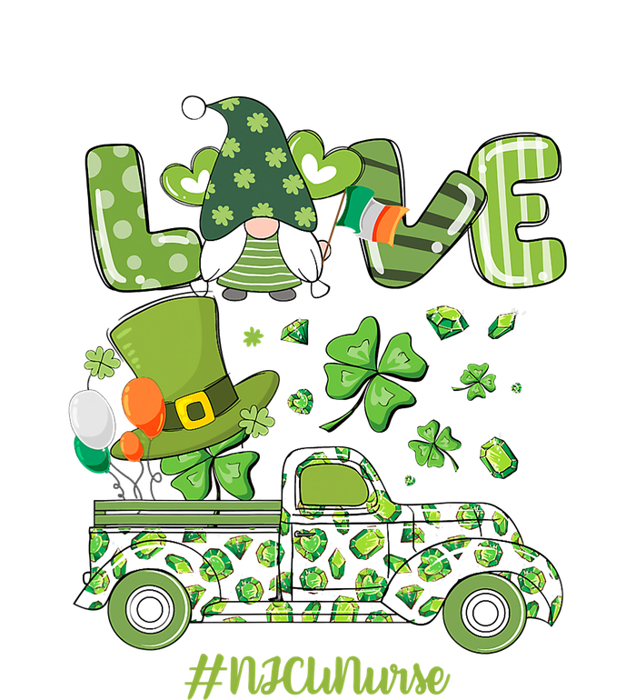 Gnome Shamrock Truck Love NICU Nurse Nursing St Patricks Day V-Neck T-Shirt