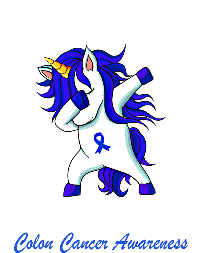 Funny Unicorn In March We Wear Blue Colon Cancer Awareness Meaningful Gift T-Shirt