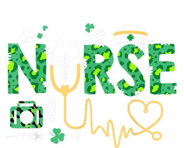 Leopard Nurse Stethoscope Scrub St Patricks Day Irish Nurses T-Shirt