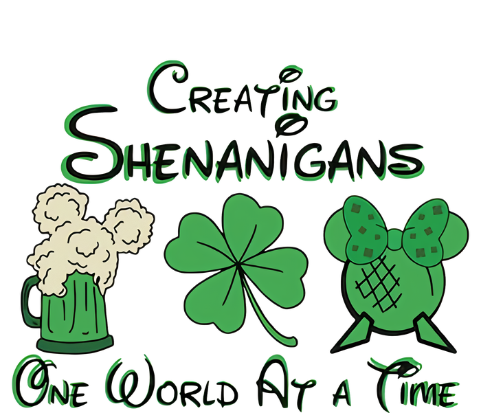 Creating Shenanigans One World At A Time Saint Patrick's Day Beer Drinking Team Full-Length Apron With Pockets