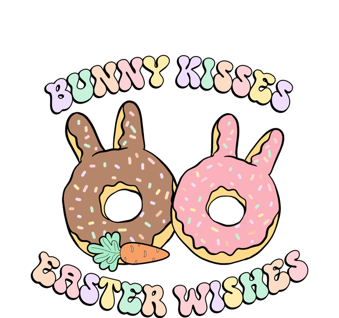 Retro Easter Day Bunny Kisses Easter Wishes Funny Donut T-Shirt