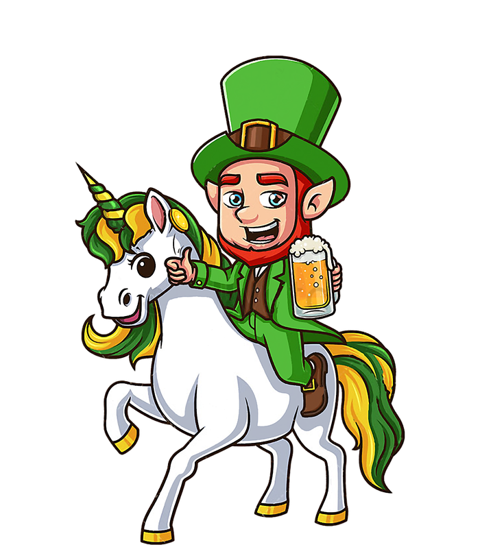 Leprechaun Riding Unicorn St Patrick Day Gift Unicorn Lover Premium T-Shirt