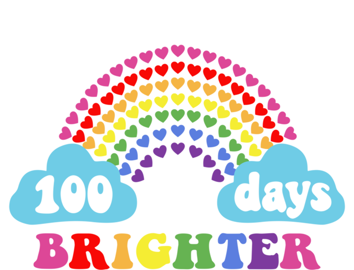 100 Days Brighter Rainbow Happy 100 Days Of School Groovy Cool Gift Tall Hoodie