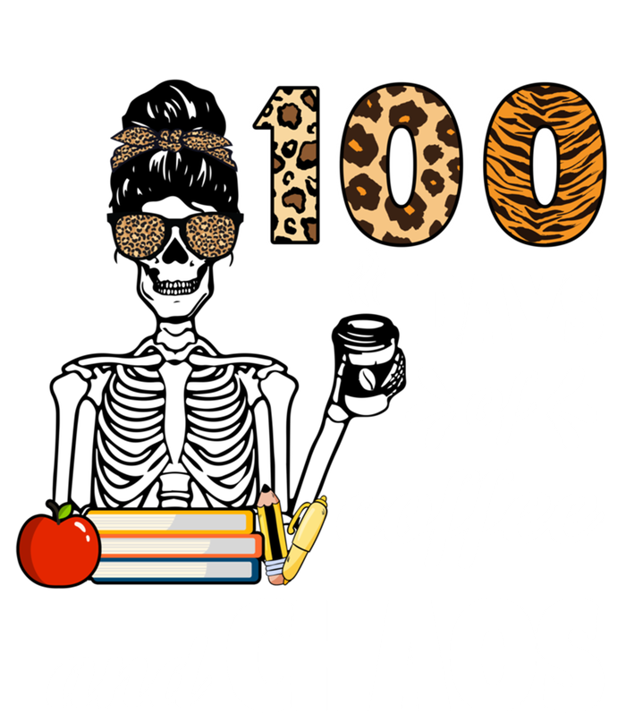 100 Days Of Coffee And Chaos 100th Day Skeleton Teacher Gift Women's Racerback Tank