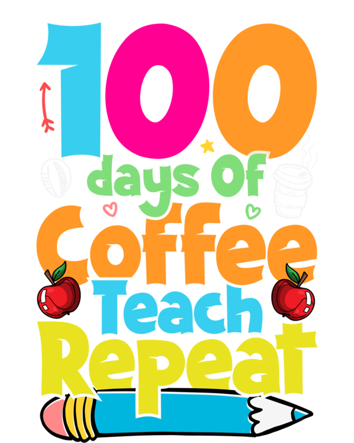 100 Days Of Coffee Teach Repeat Funny Student Teacher Gift Women's Long Sleeve Flannel Pajama Set 